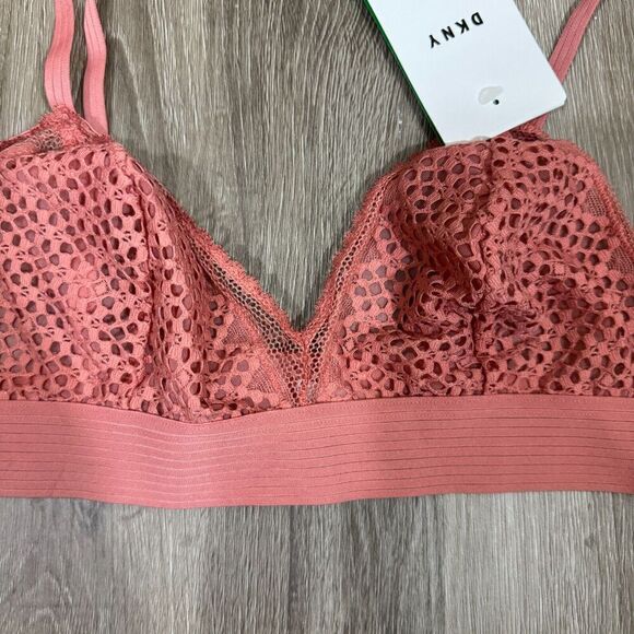 DKNY Nightfall Bralette Size Large Blush Pink Sheer Lace Wireless Bra NEW - Picture 4 of 11